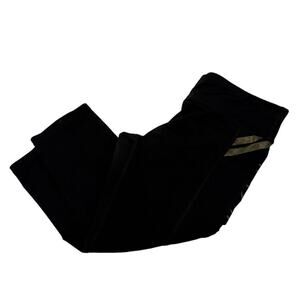 Virus Performance Compression Leggings Cropped Black Gold Womens Large Gym